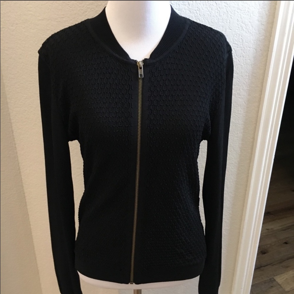 CAbi bomber black sweater -Size S - Picture 3 of 11